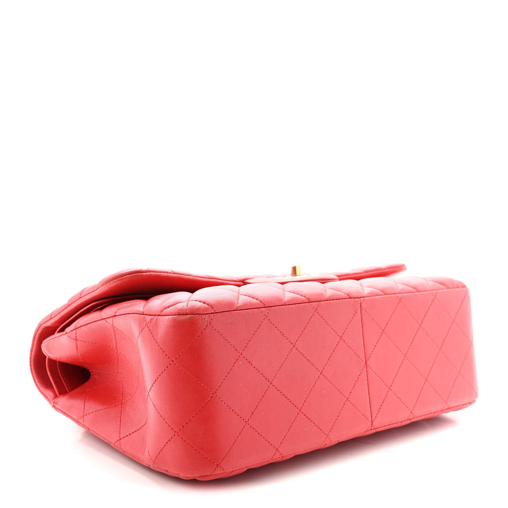Lambskin Quilted Jumbo Double Flap Red At My store