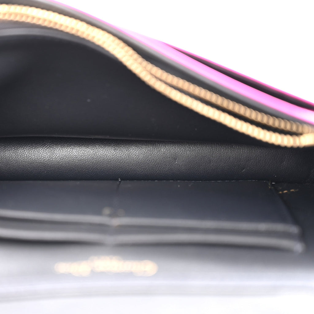 Metallic Patent Micro-Cannage Diorama Wallet on Chain Pouch Pink AT My store