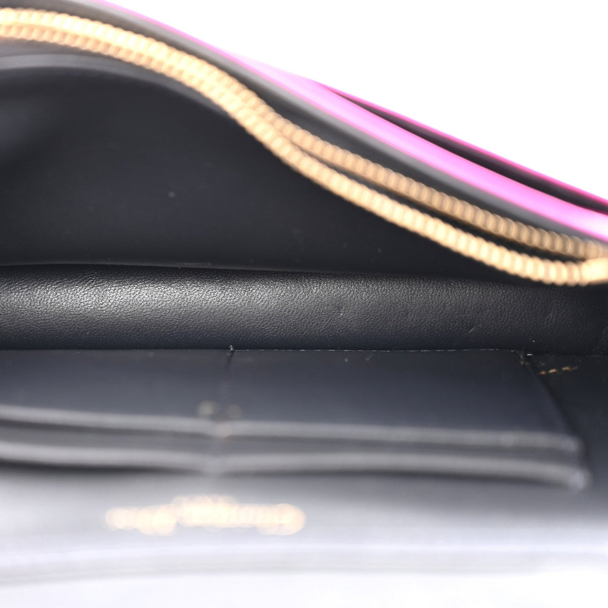 Metallic Patent Micro-Cannage Diorama Wallet on Chain Pouch Pink AT My store