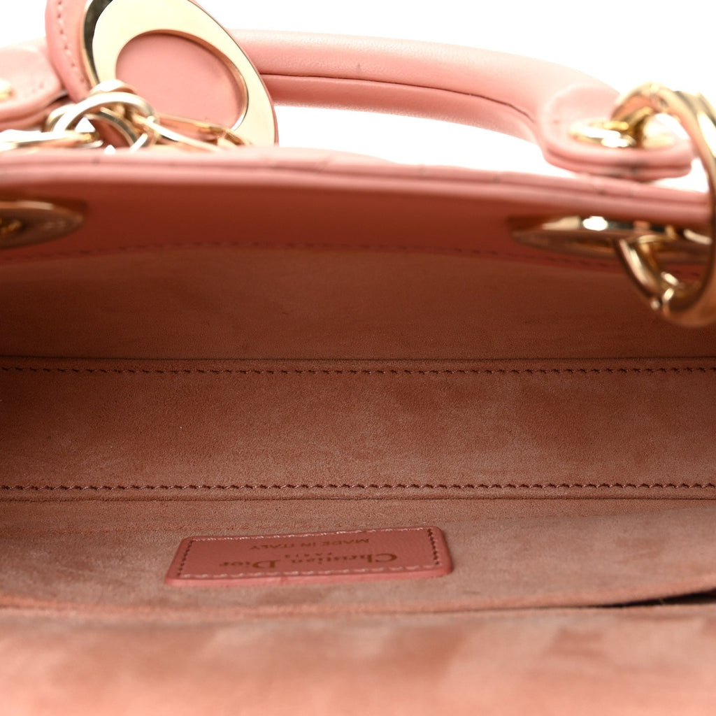 Lambskin Cannage Small Lady D-Joy Light Pink AT My store