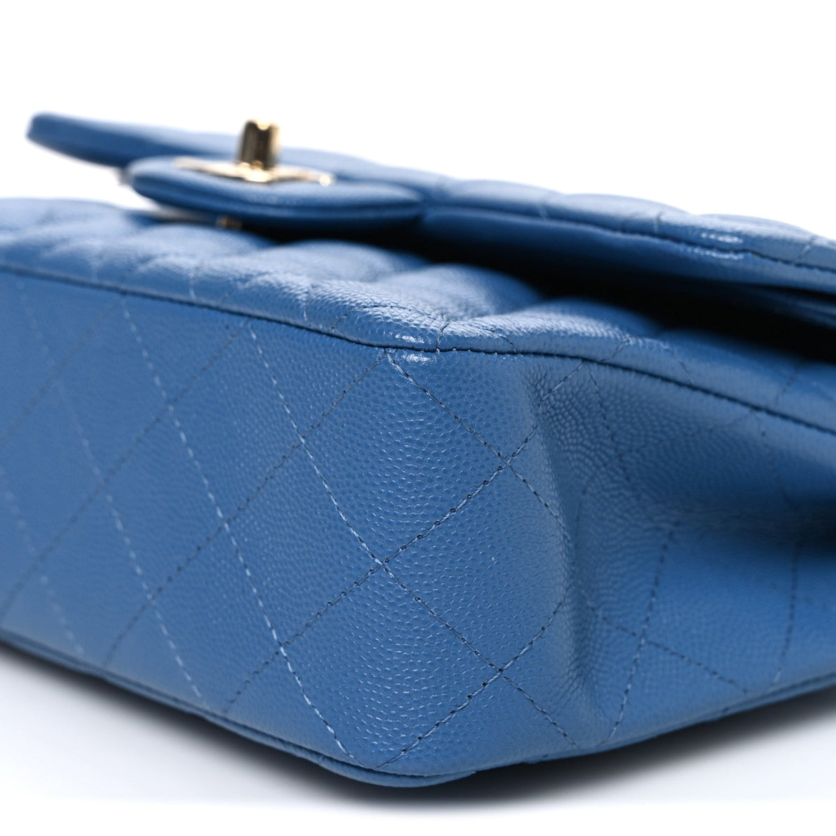 Caviar Quilted Medium Double Flap Blue At My store