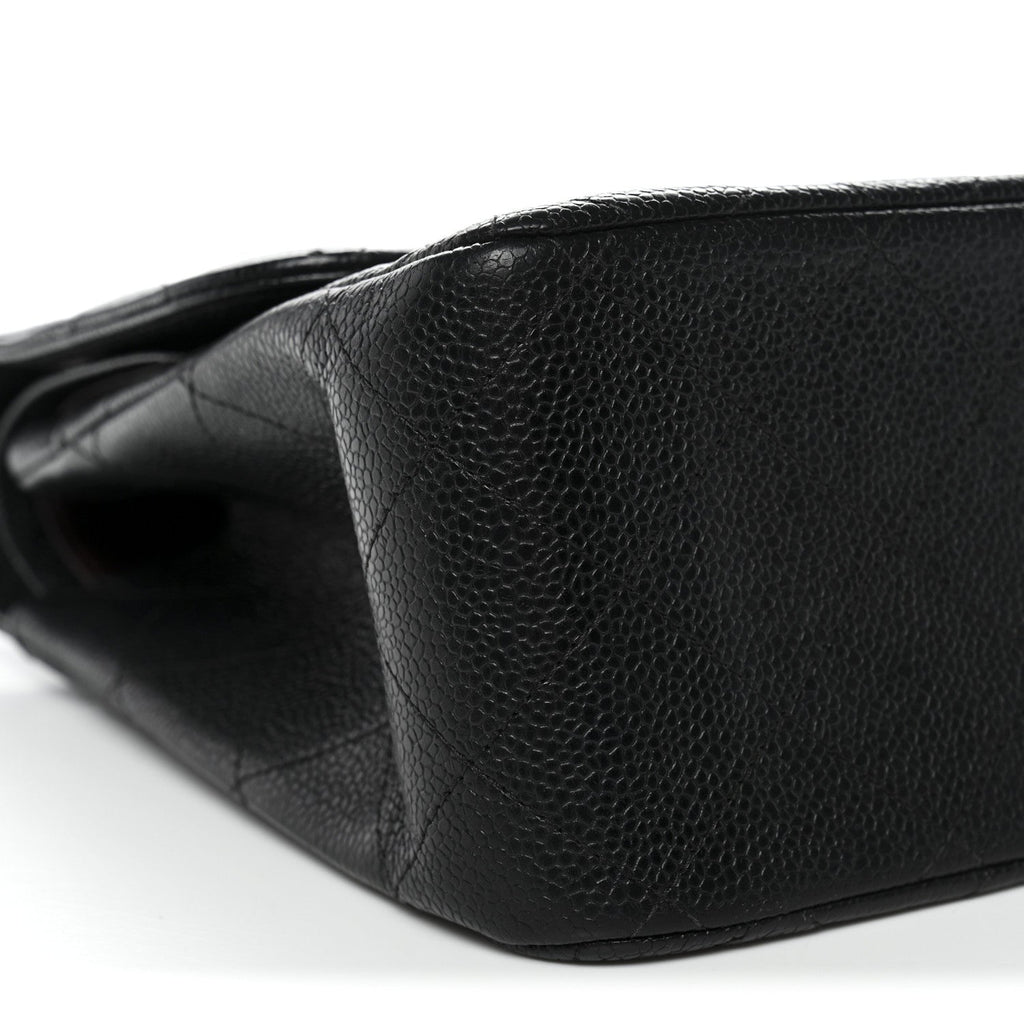Caviar Quilted Jumbo Double Flap Black At My store