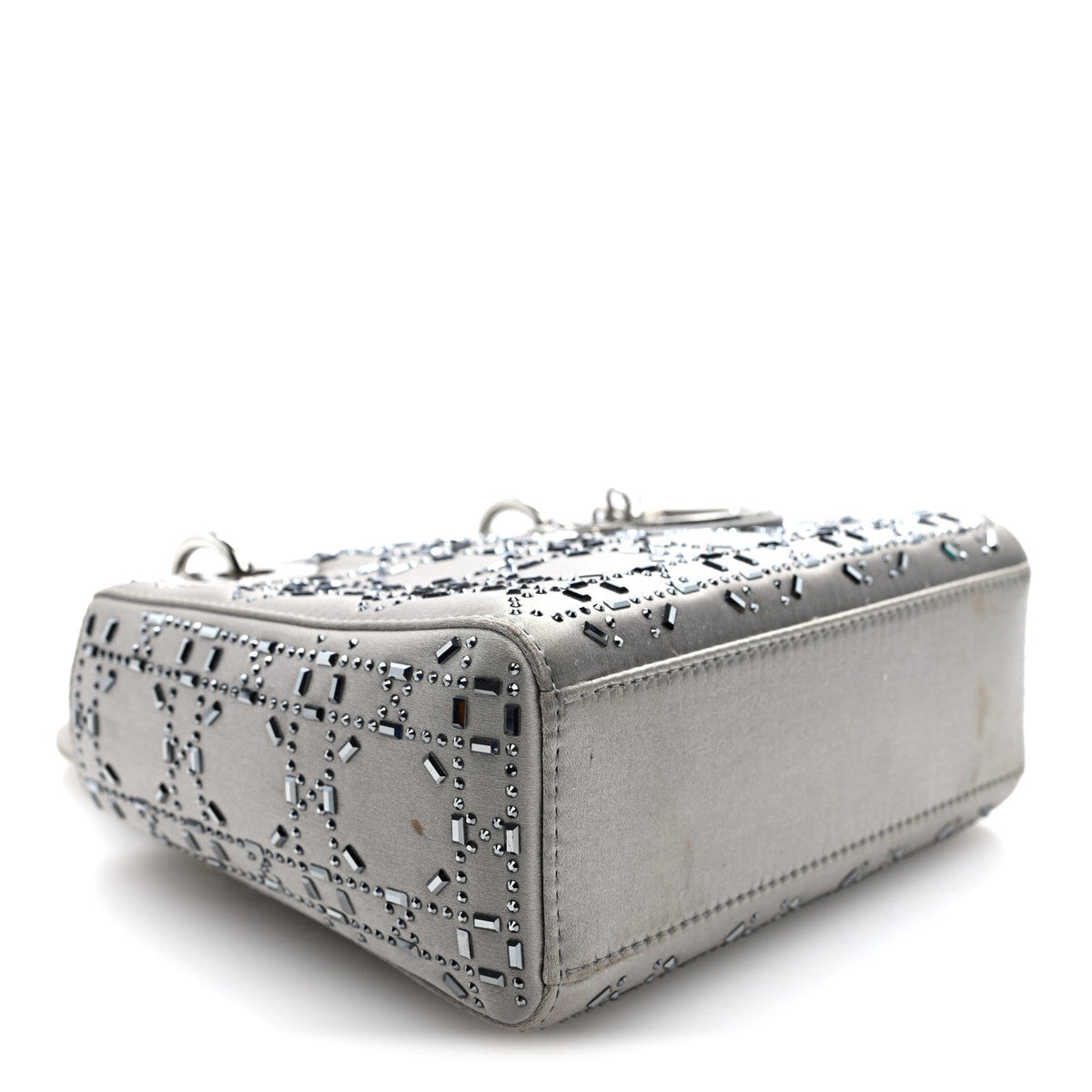 Satin Crystal Cannage Mini Lady Dior Gray AT My store