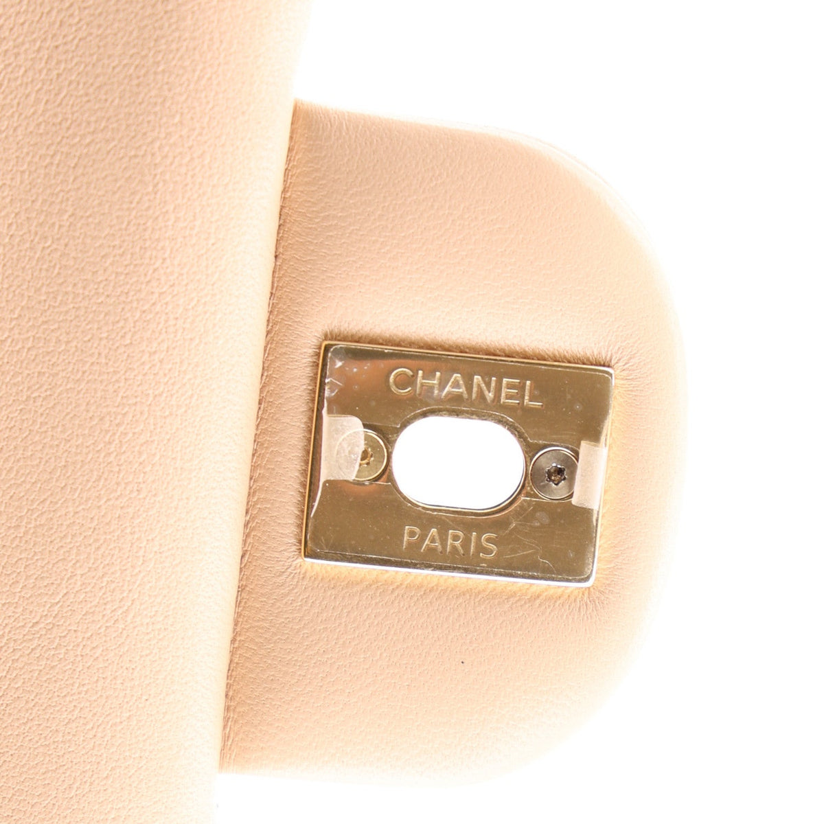 Lambskin Quilted Medium Double Flap Beige At My store