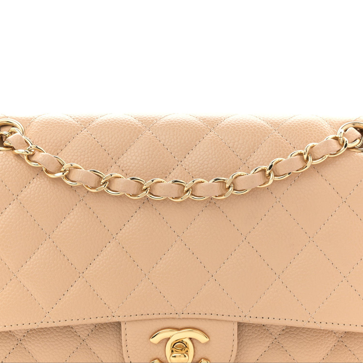 Caviar Quilted Medium Double Flap Beige At My store