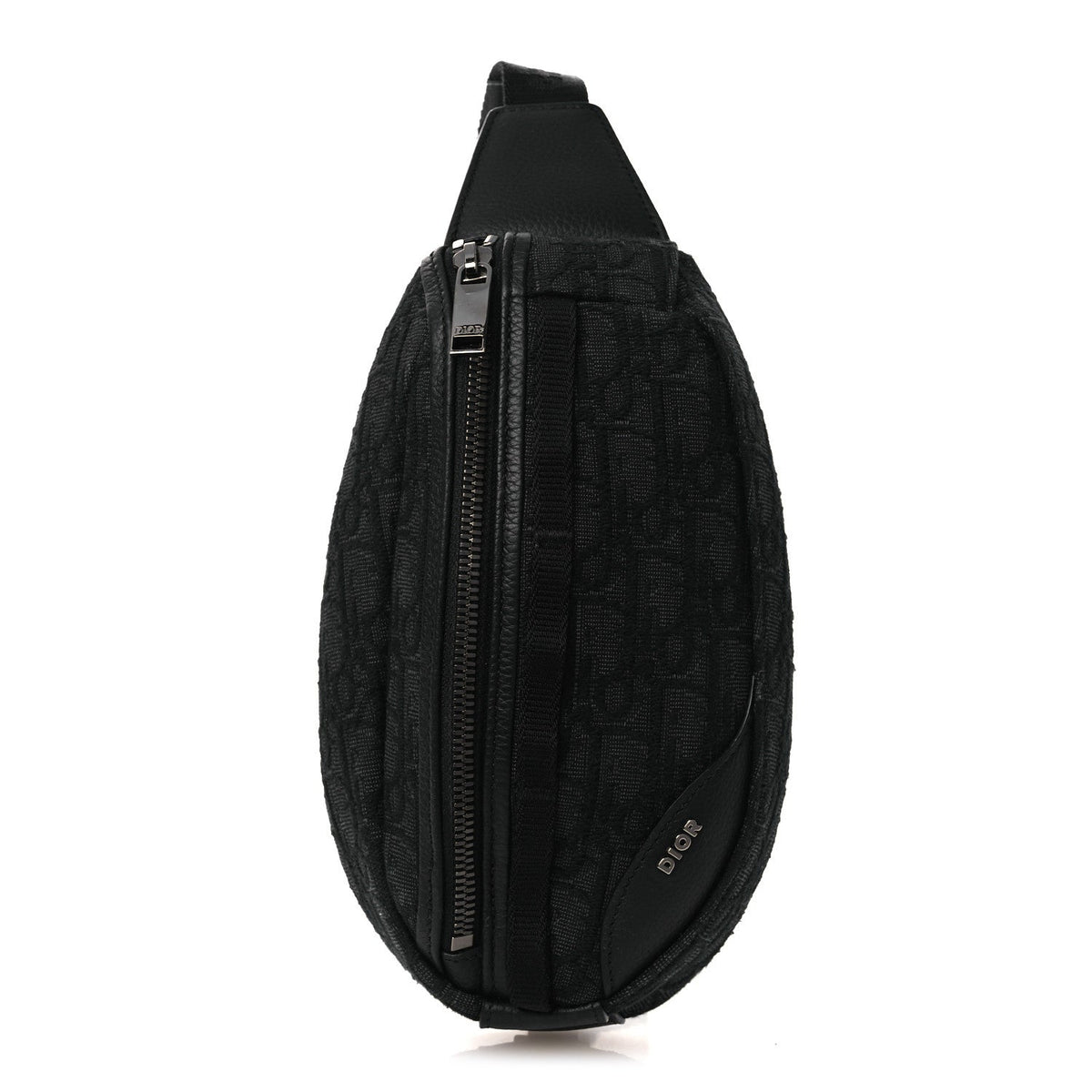 Grained Calfskin Oblique Scarab Sling Bag Black AT My store