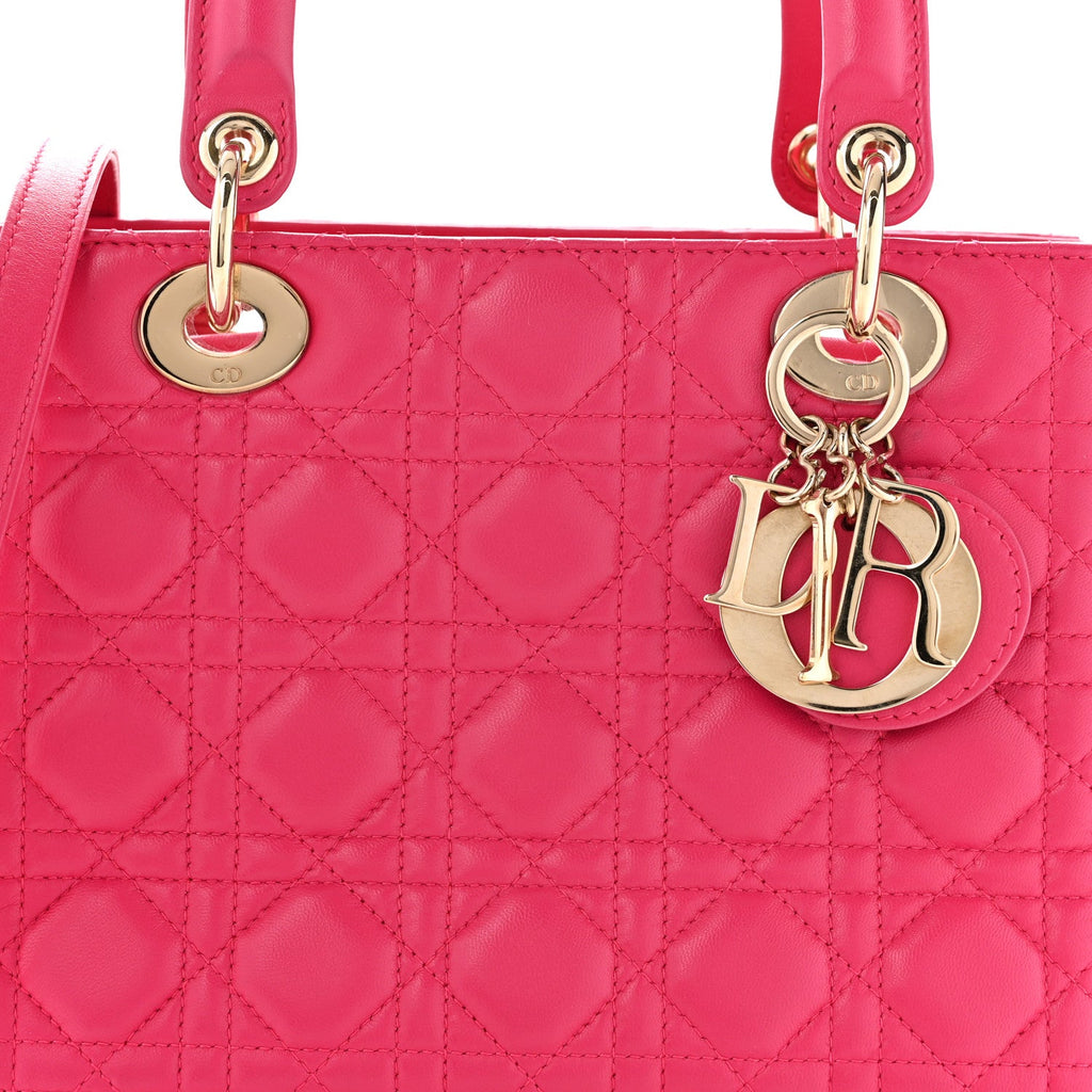 Lambskin Cannage Medium Lady Dior Fuchsia AT My store