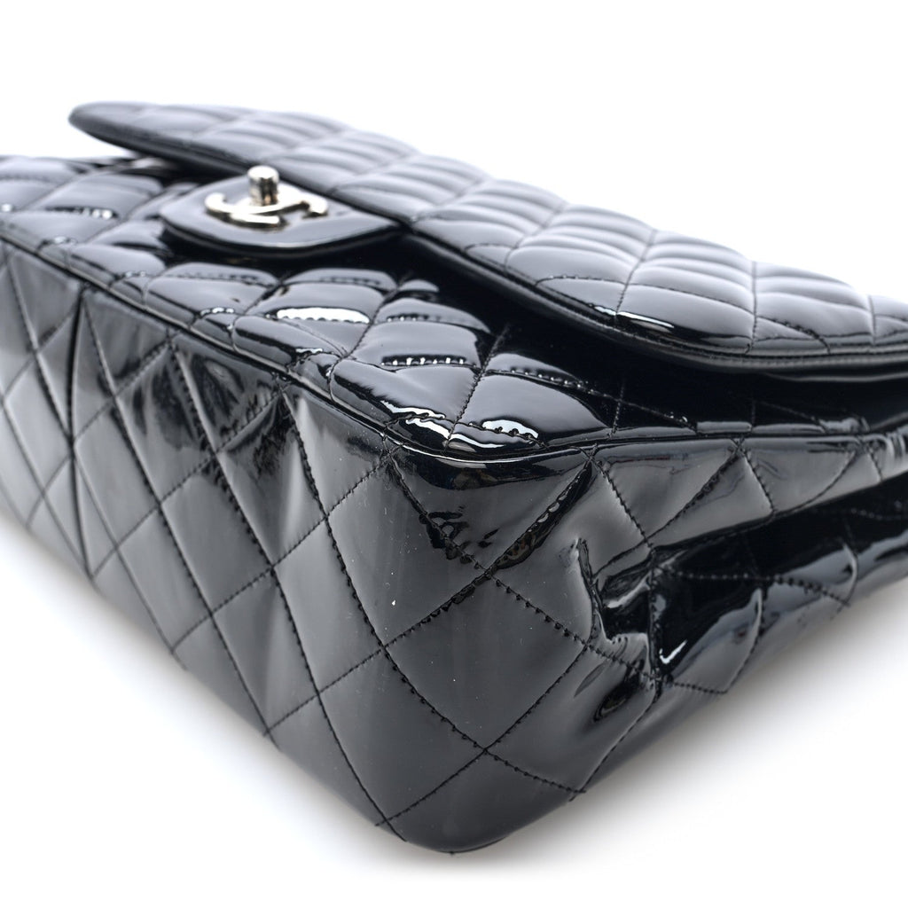 Patent Quilted Jumbo Double Flap Black At My store