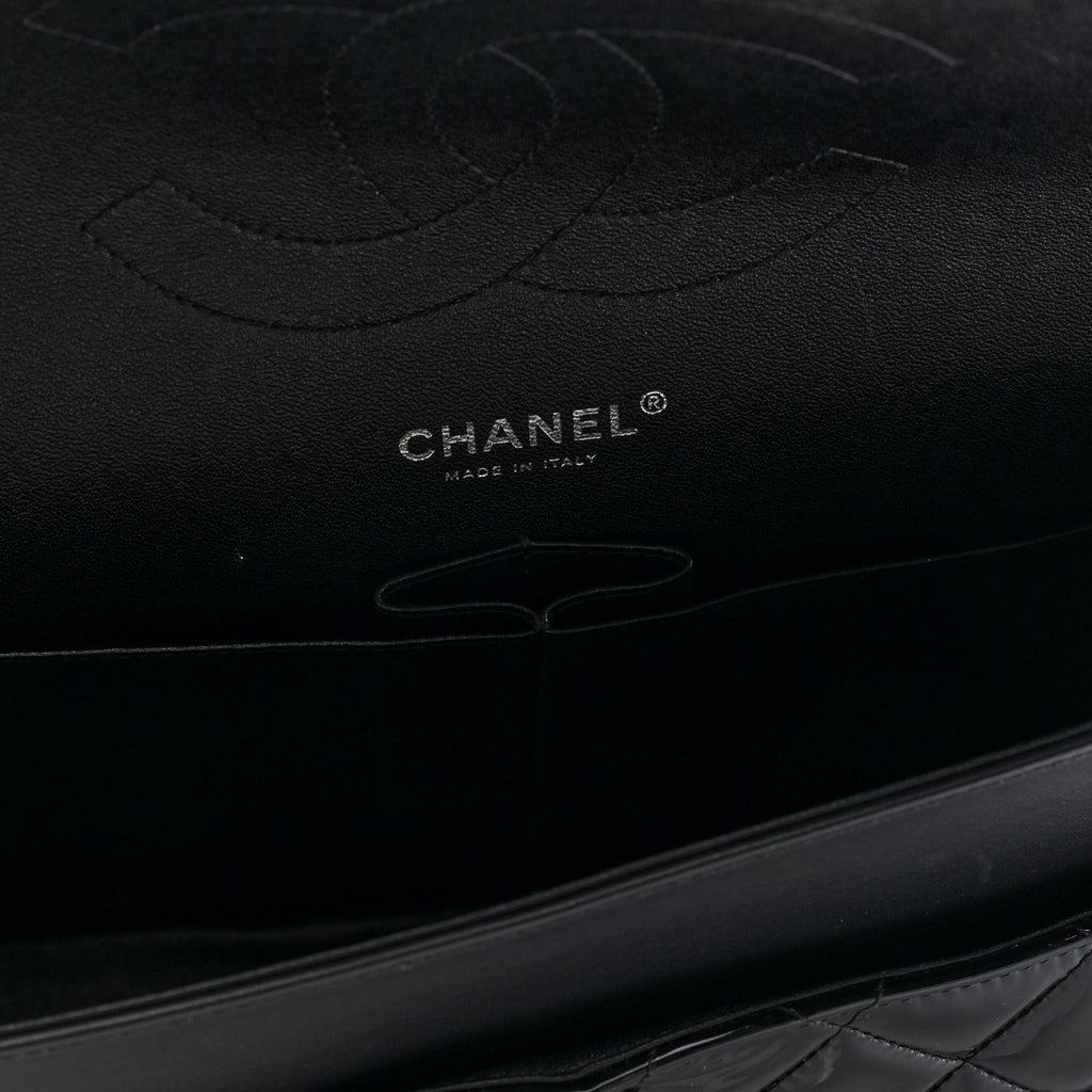 Patent Quilted Jumbo Double Flap Black At My store