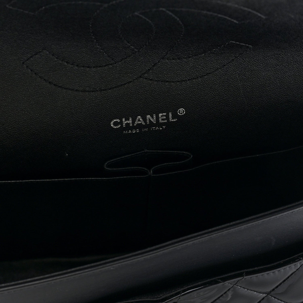 Patent Quilted Jumbo Double Flap Black At My store