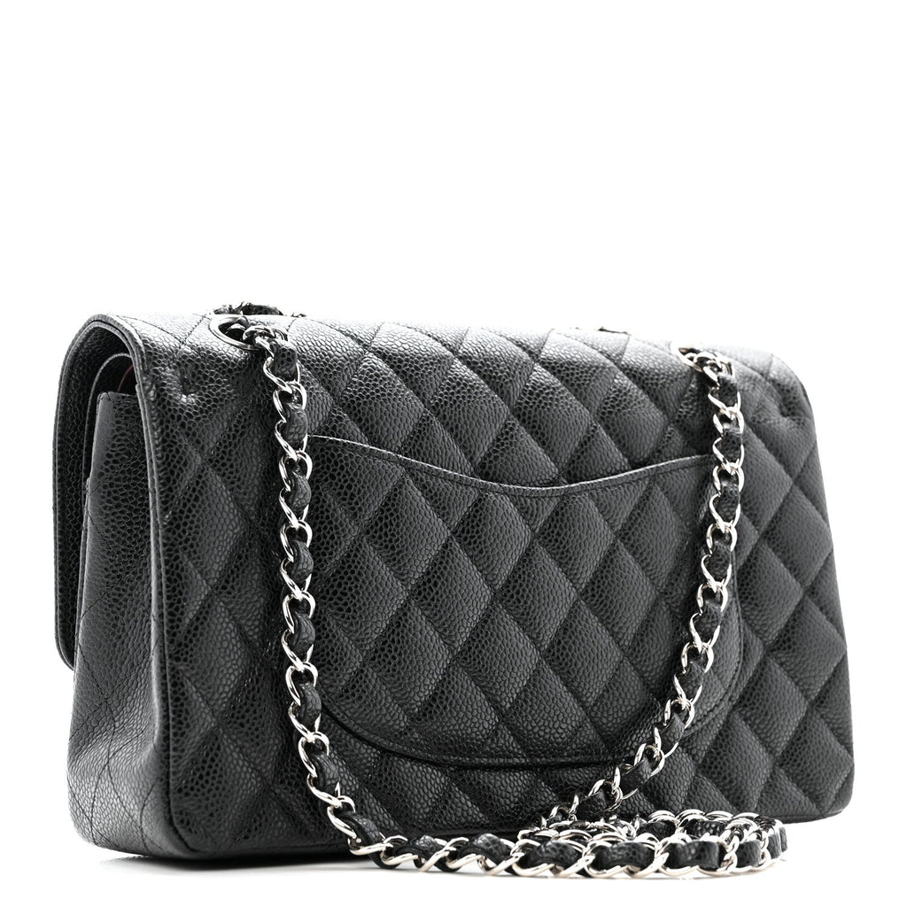 Caviar Quilted Medium Double Flap Black At My store
