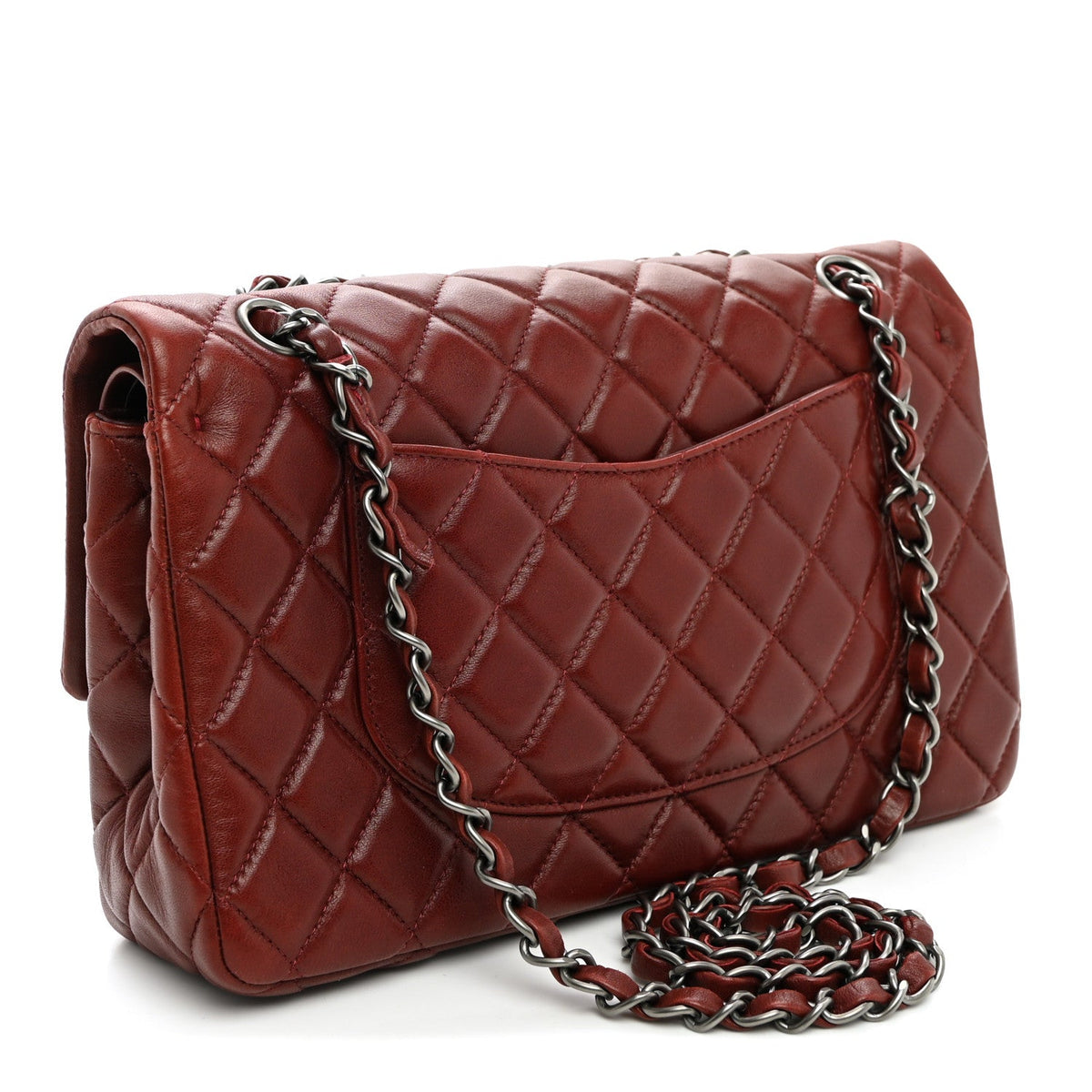 Lambskin Quilted Medium Double Flap Burgundy At My store