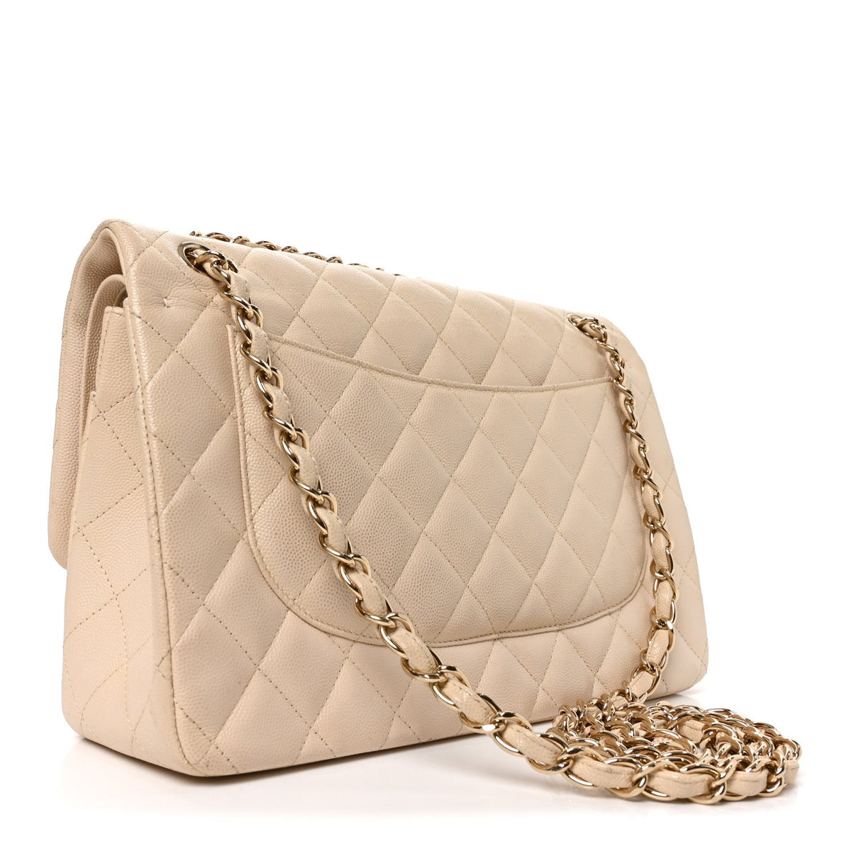 Caviar Quilted Jumbo Double Flap Beige Clair At My store