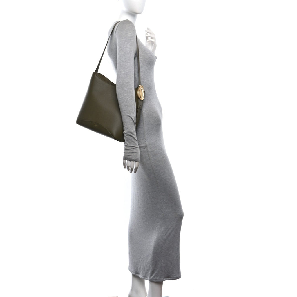 Grained Calfskin Medium Medaillon Bucket Bag Khaki AT My store