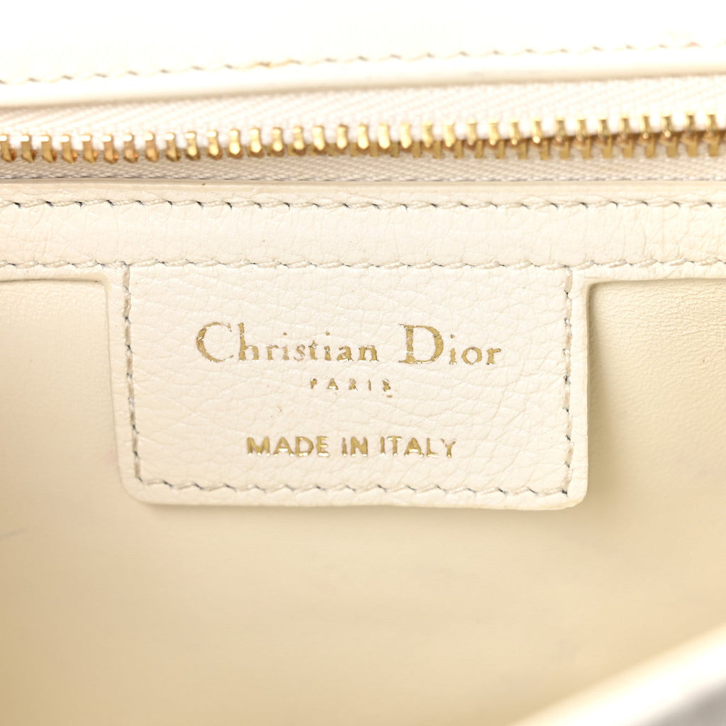 Supple Calfskin Cannage Medium Caro Bag Ivory AT My store