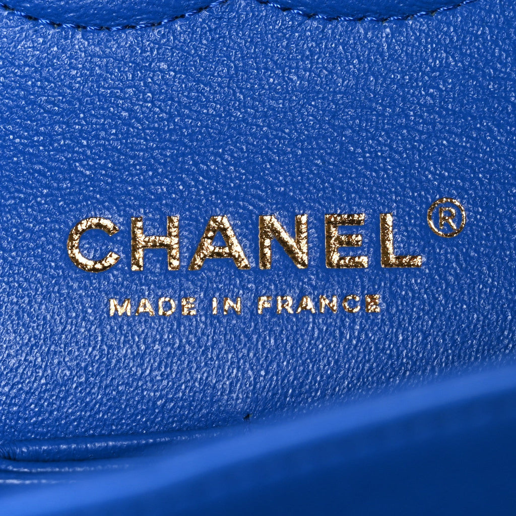 Lambskin Quilted Medium Double Flap Blue At My store