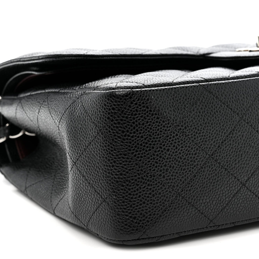 Caviar Quilted Jumbo Double Flap Black At My store