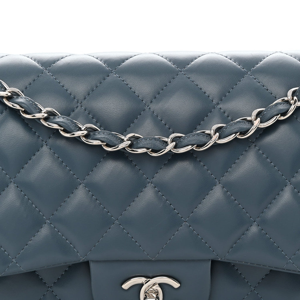Lambskin Quilted Jumbo Double Flap Dark Blue At My store