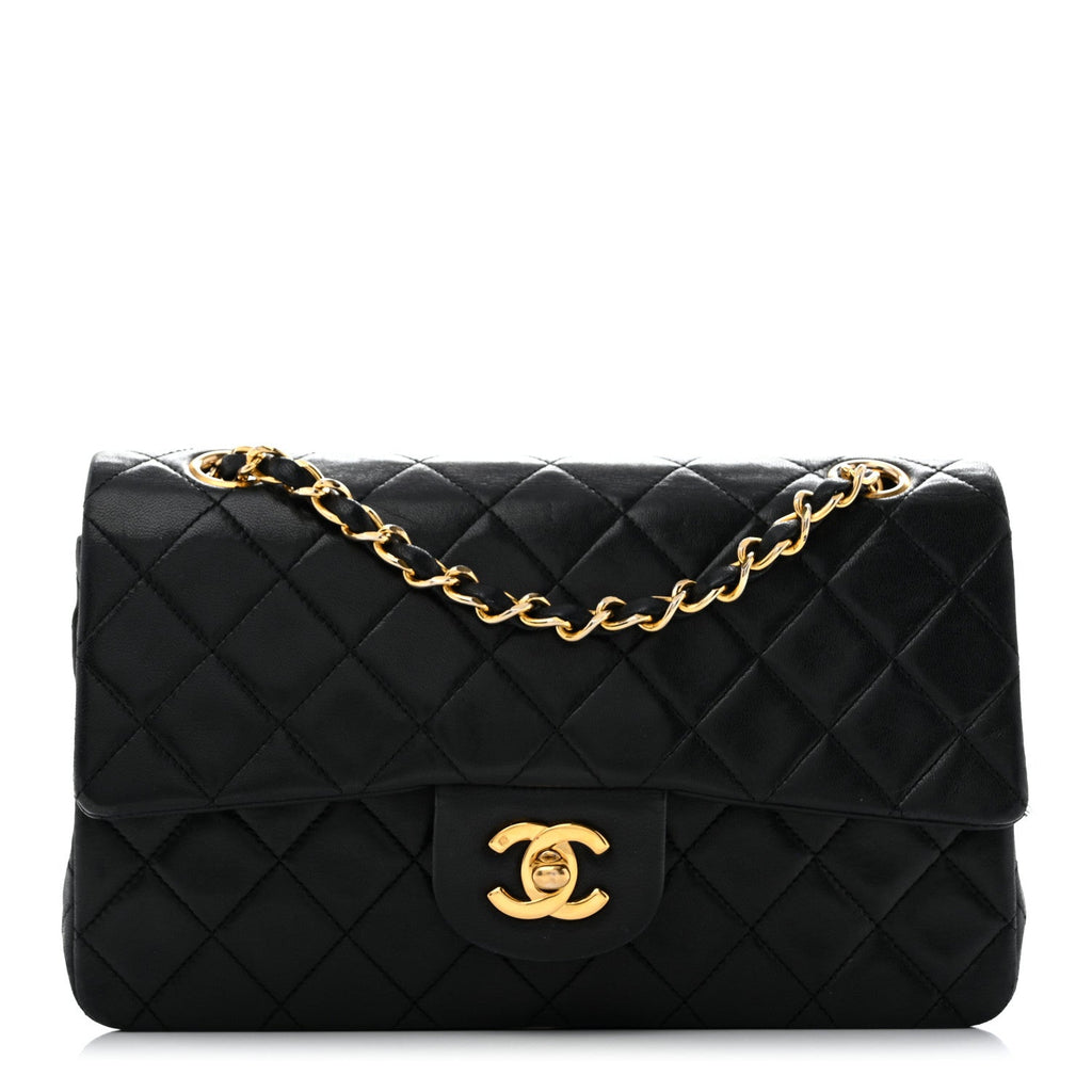 Lambskin Quilted Small Double Flap Black At My store