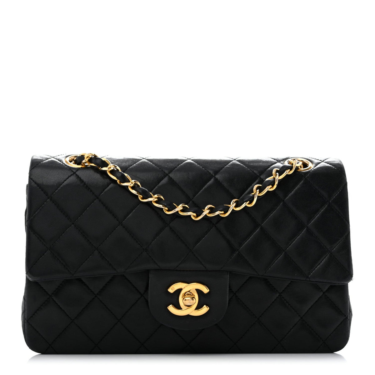 Lambskin Quilted Small Double Flap Black At My store