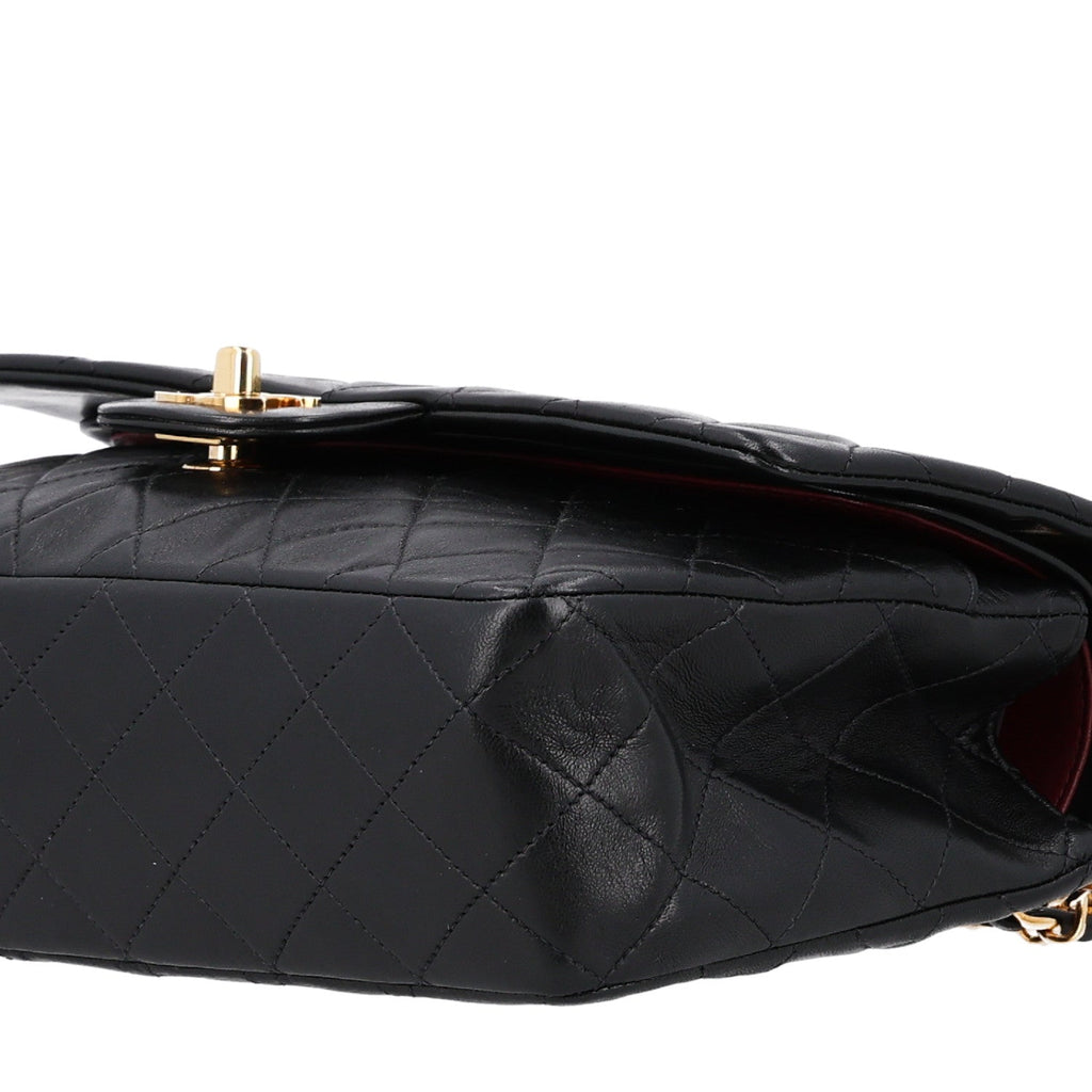 Lambskin Quilted Medium Double Flap Black At My store