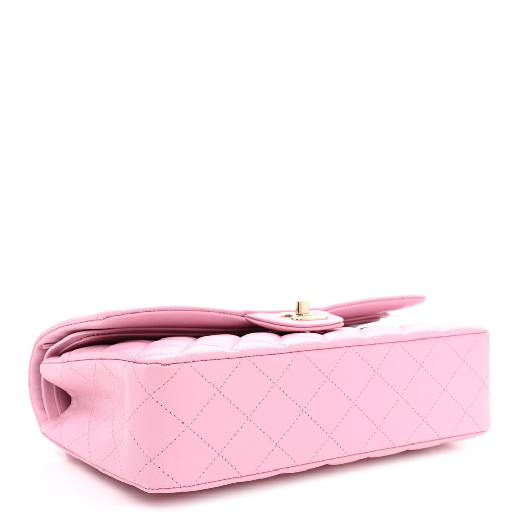 Caviar Quilted Medium Double Flap Light Pink At My store