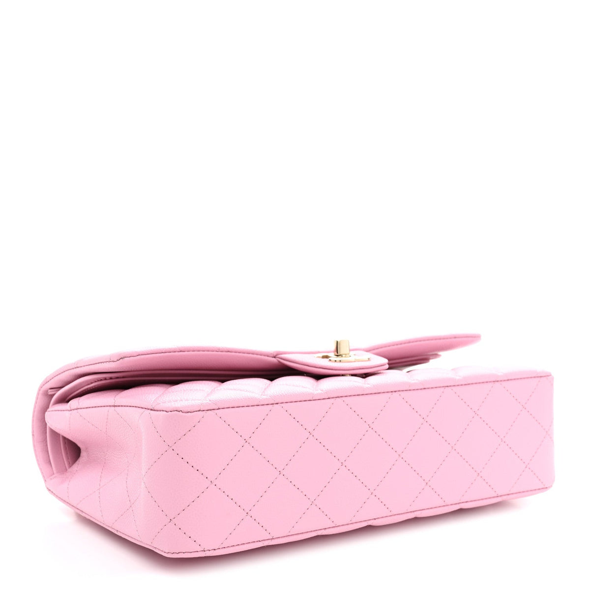 Caviar Quilted Medium Double Flap Light Pink At My store