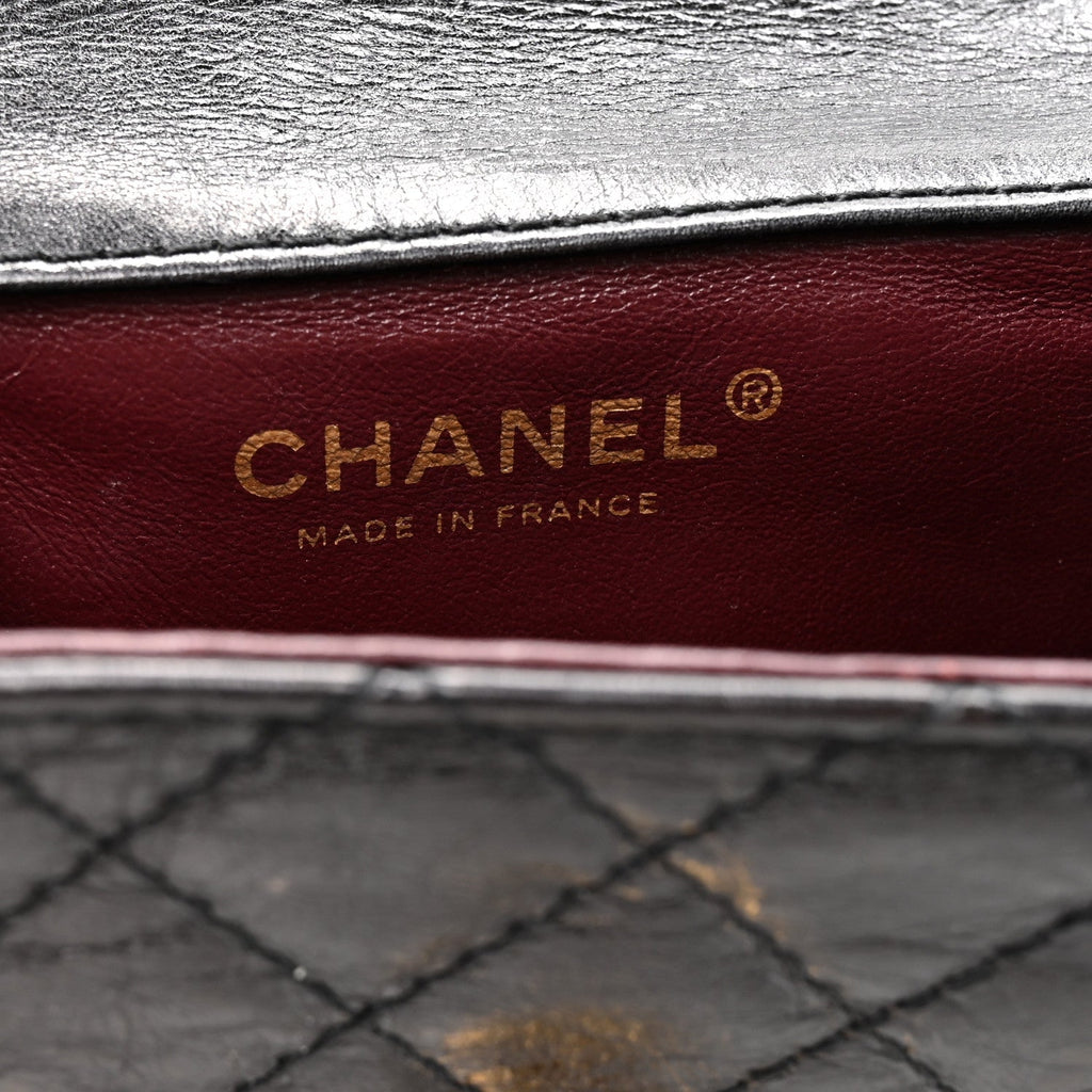 Glazed Calfskin Quilted Reissue Double Flap Clutch Black At My store