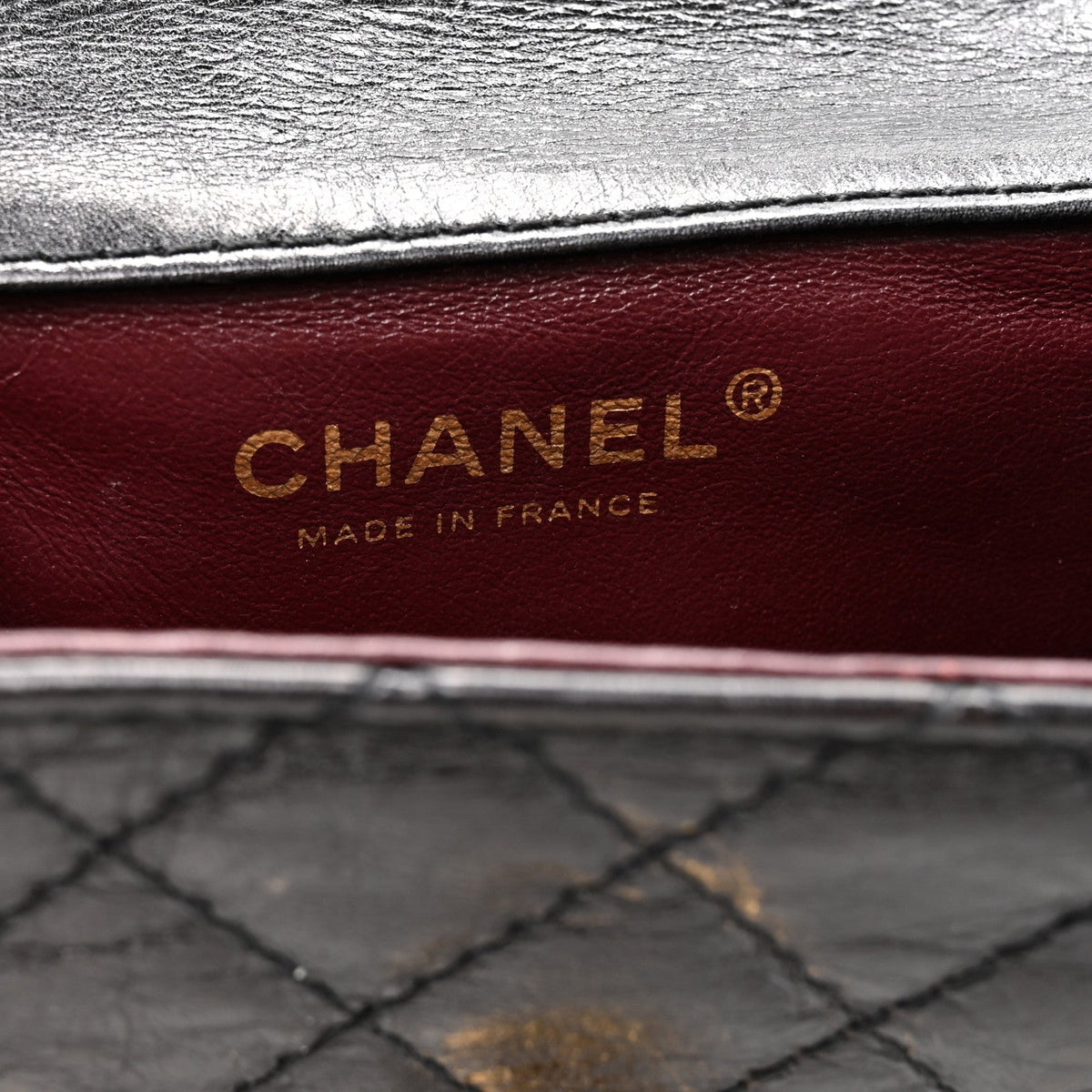 Glazed Calfskin Quilted Reissue Double Flap Clutch Black At My store