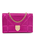 Metallic Patent Micro-Cannage Diorama Wallet on Chain Pouch Pink AT My store