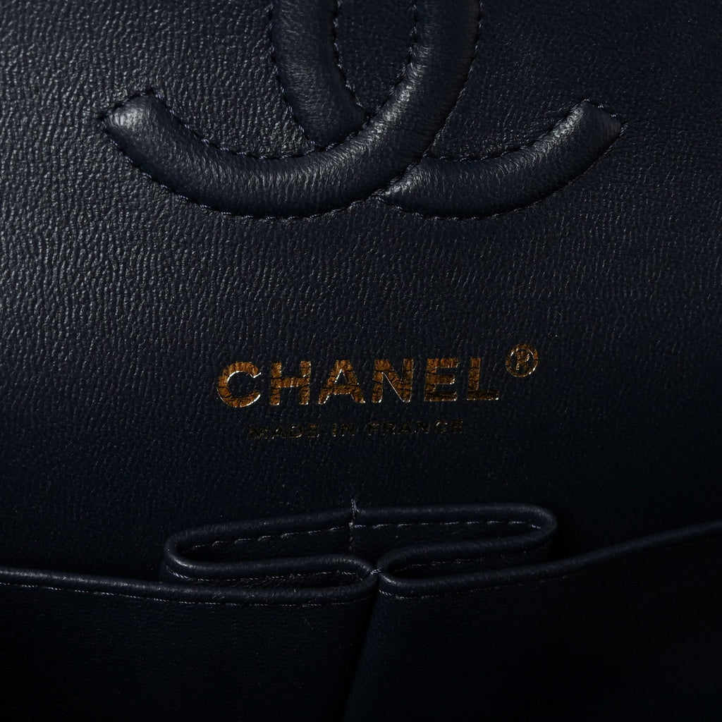 Lambskin Quilted Small Double Flap Navy At My store
