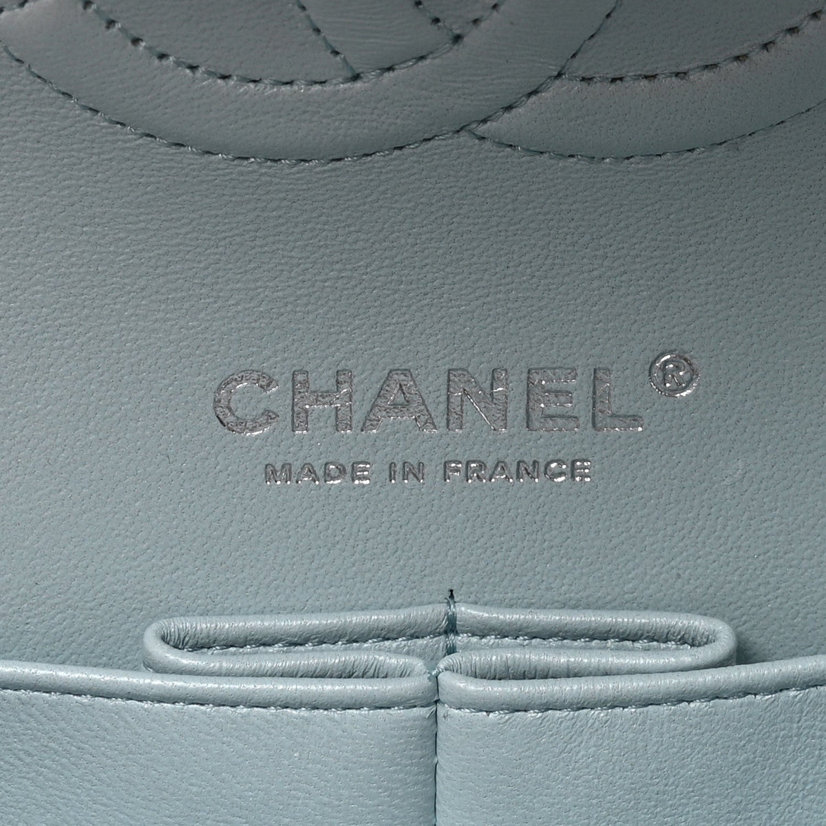 Perforated Lambskin Quilted Medium Double Flap Light Blue Light Purple White At My store