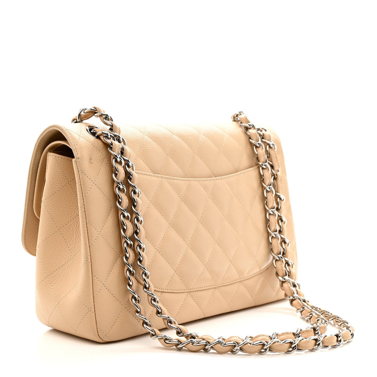 Caviar Quilted Jumbo Double Flap Light Beige At My store