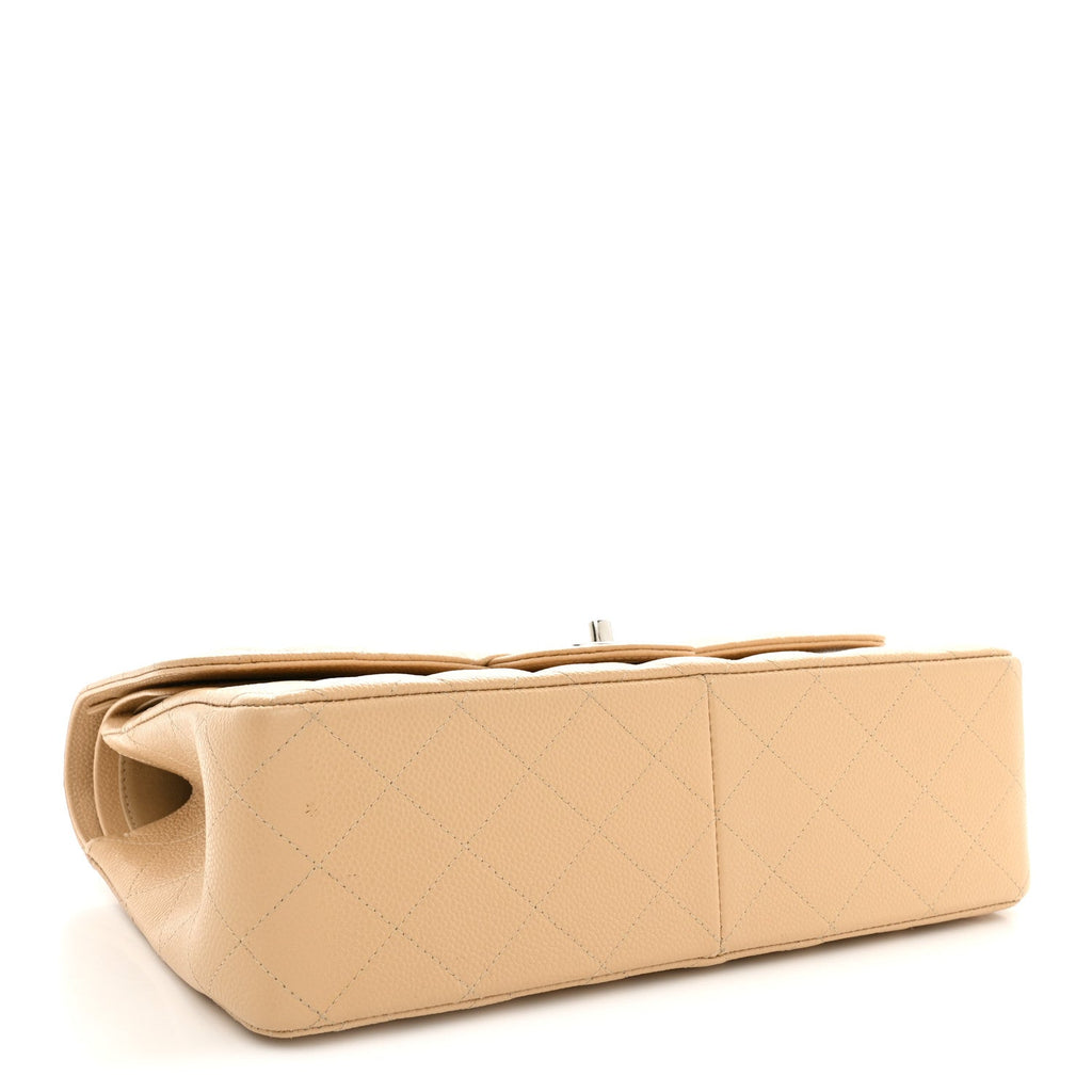 Caviar Quilted Jumbo Double Flap Light Beige At My store