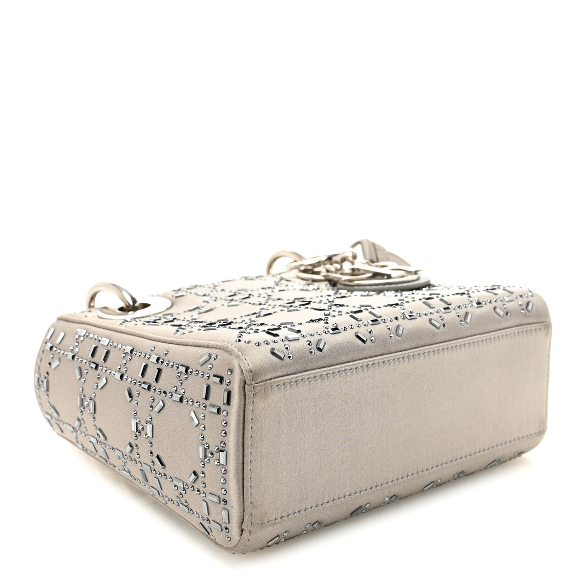 Satin Crystal Cannage Mini Lady Dior Gray AT My store