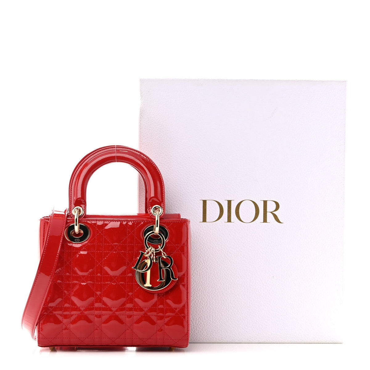 Patent Cannage Small Lady Dior Cherry Red AT My store