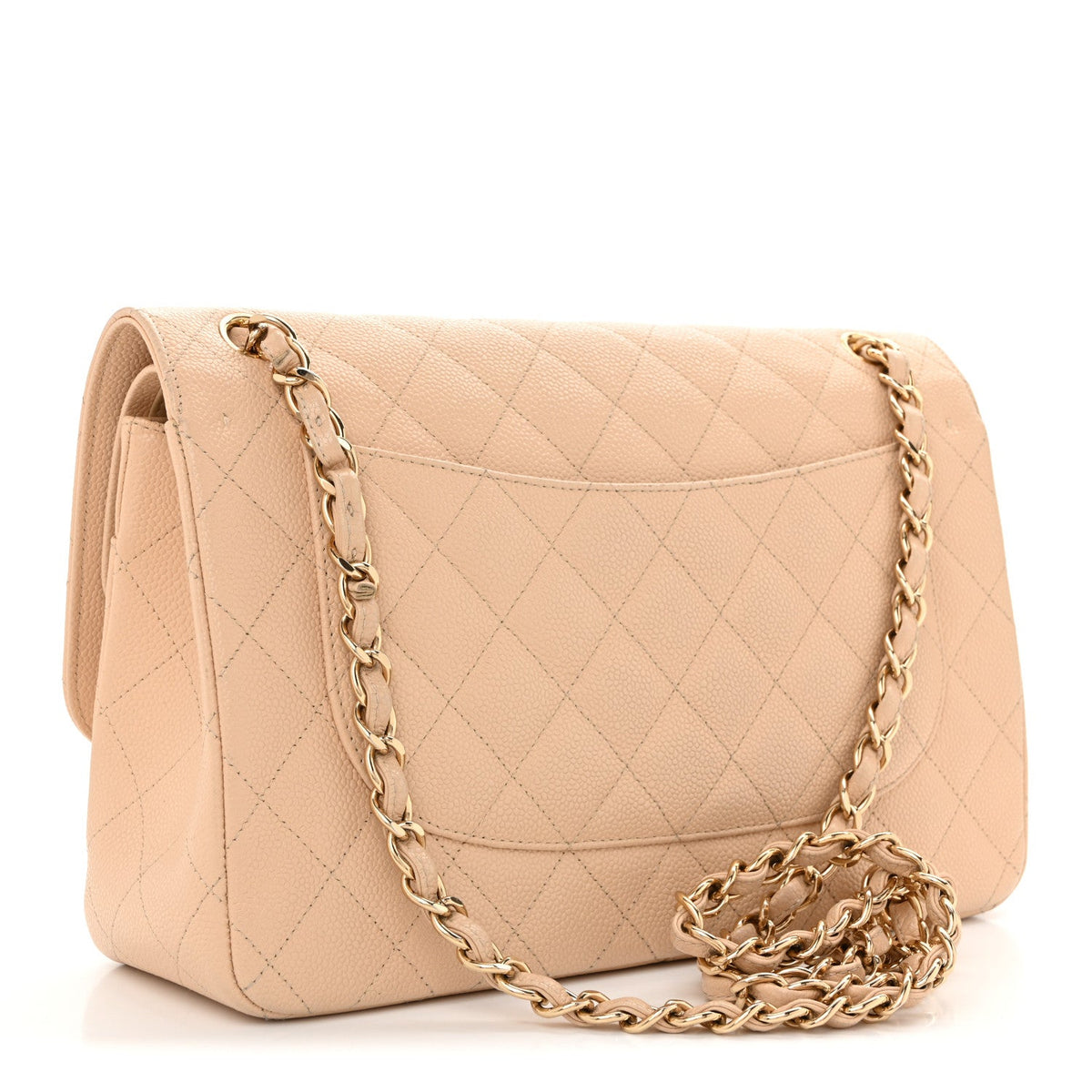 Caviar Quilted Jumbo Double Flap Beige Clair At My store