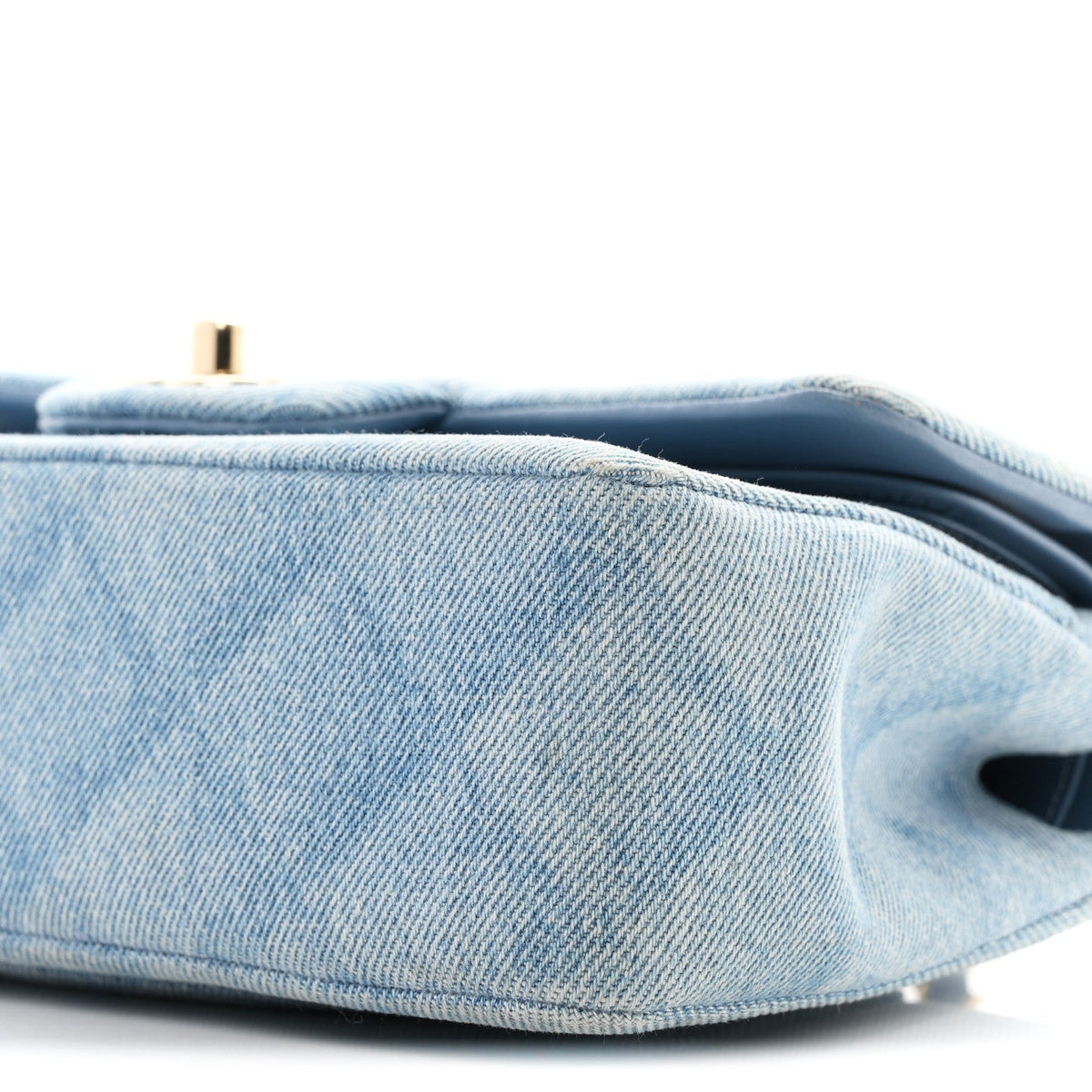Printed Denim Quilted Small Double Flap Light Blue At My store