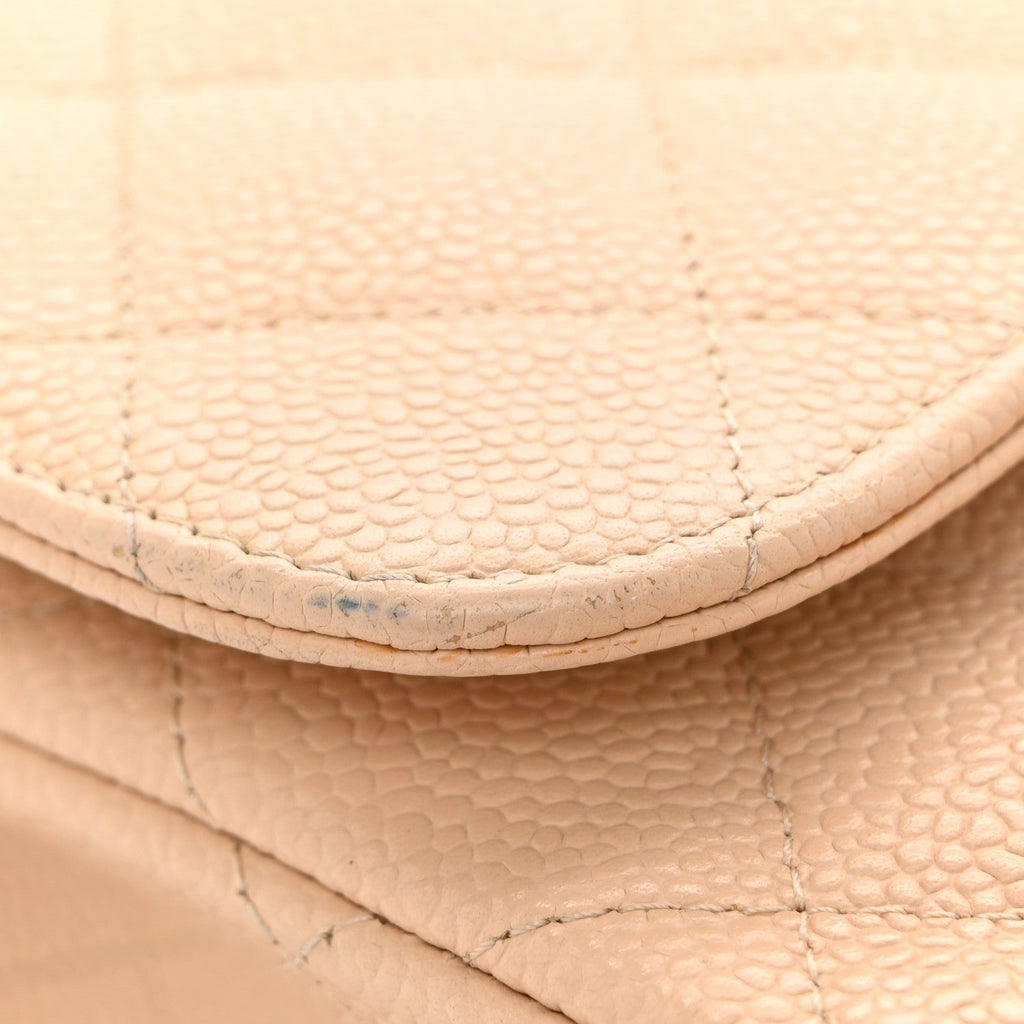 Caviar Quilted Jumbo Double Flap Beige Clair At My store