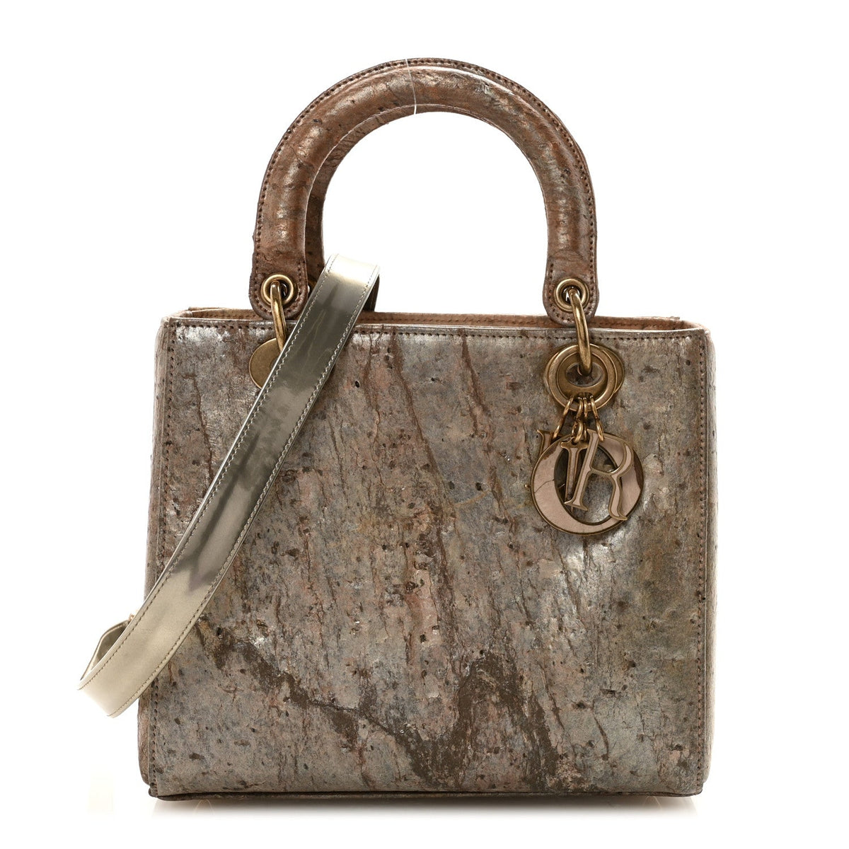 X LEE BUL Treated Calfskin Medium Lady Dior Art Bronze AT My store