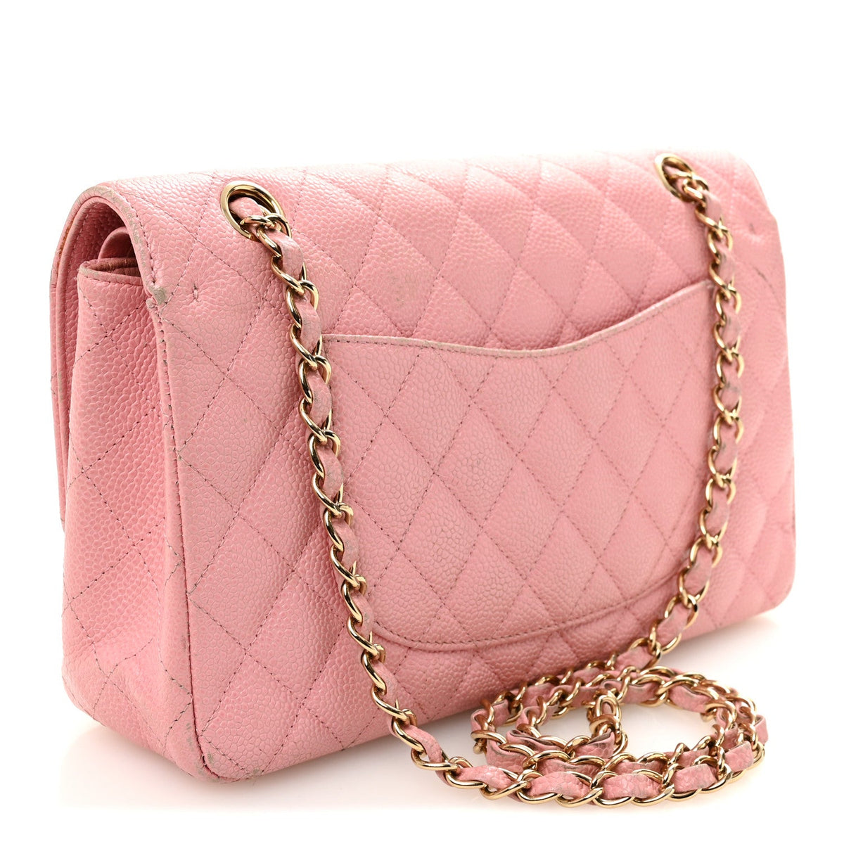 Caviar Quilted Medium Double Flap Light Pink At My store