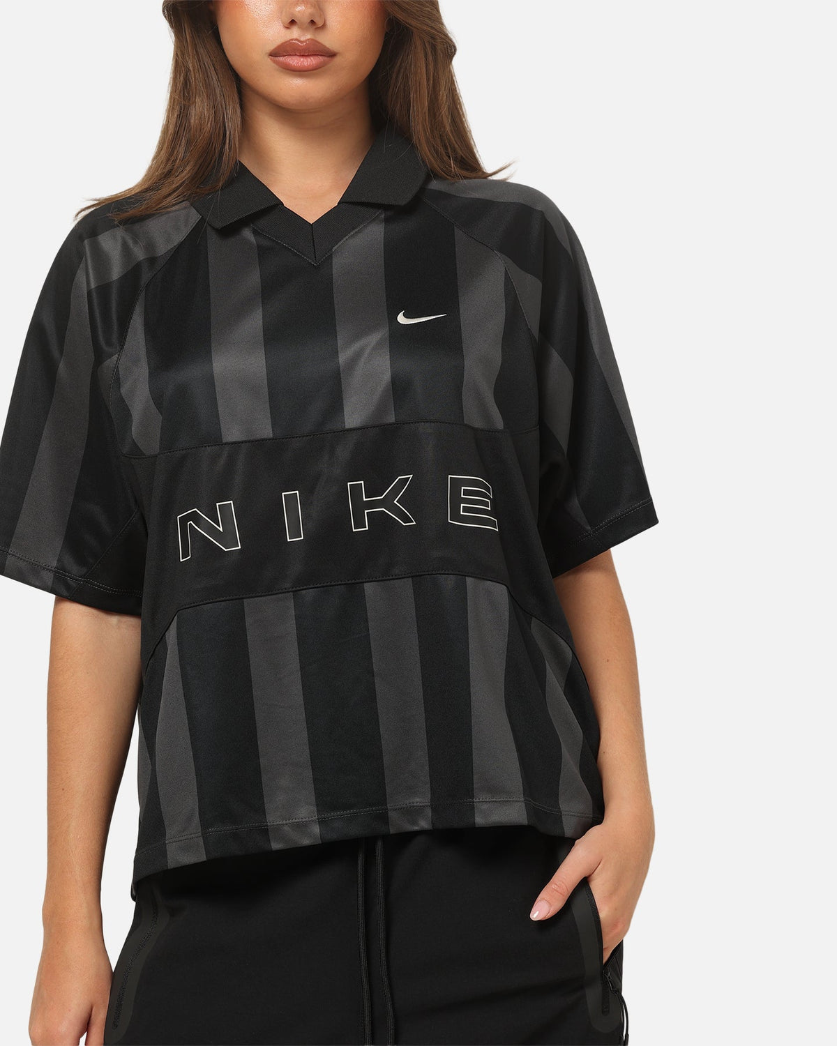 Top Seller Nike Women's Sportswear Street Oversized Striped Jersey Black/Black