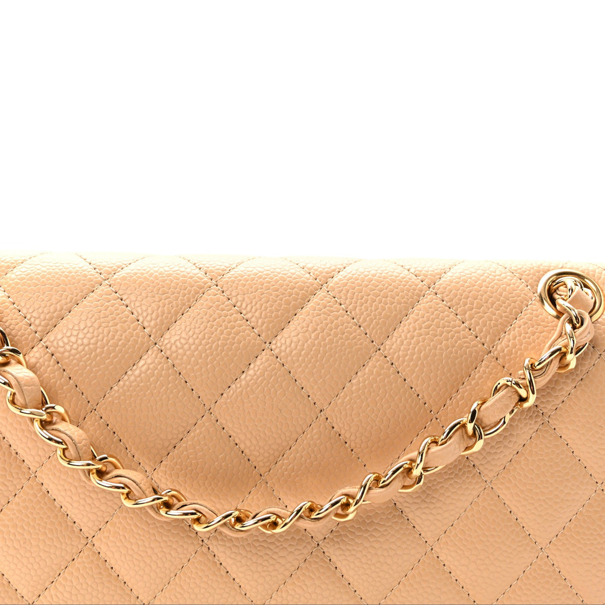 Caviar Quilted Medium Double Flap Beige At My store