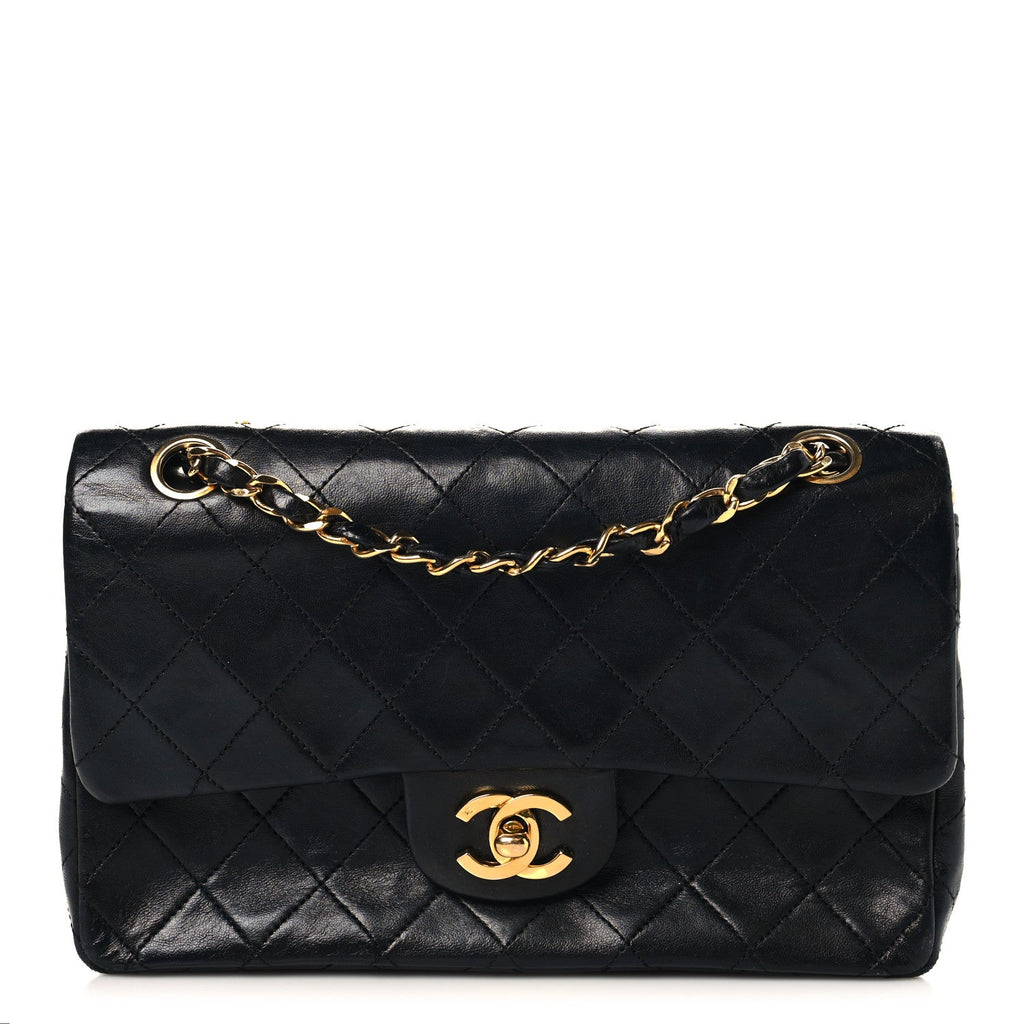 Lambskin Quilted Small Double Flap Black At My store