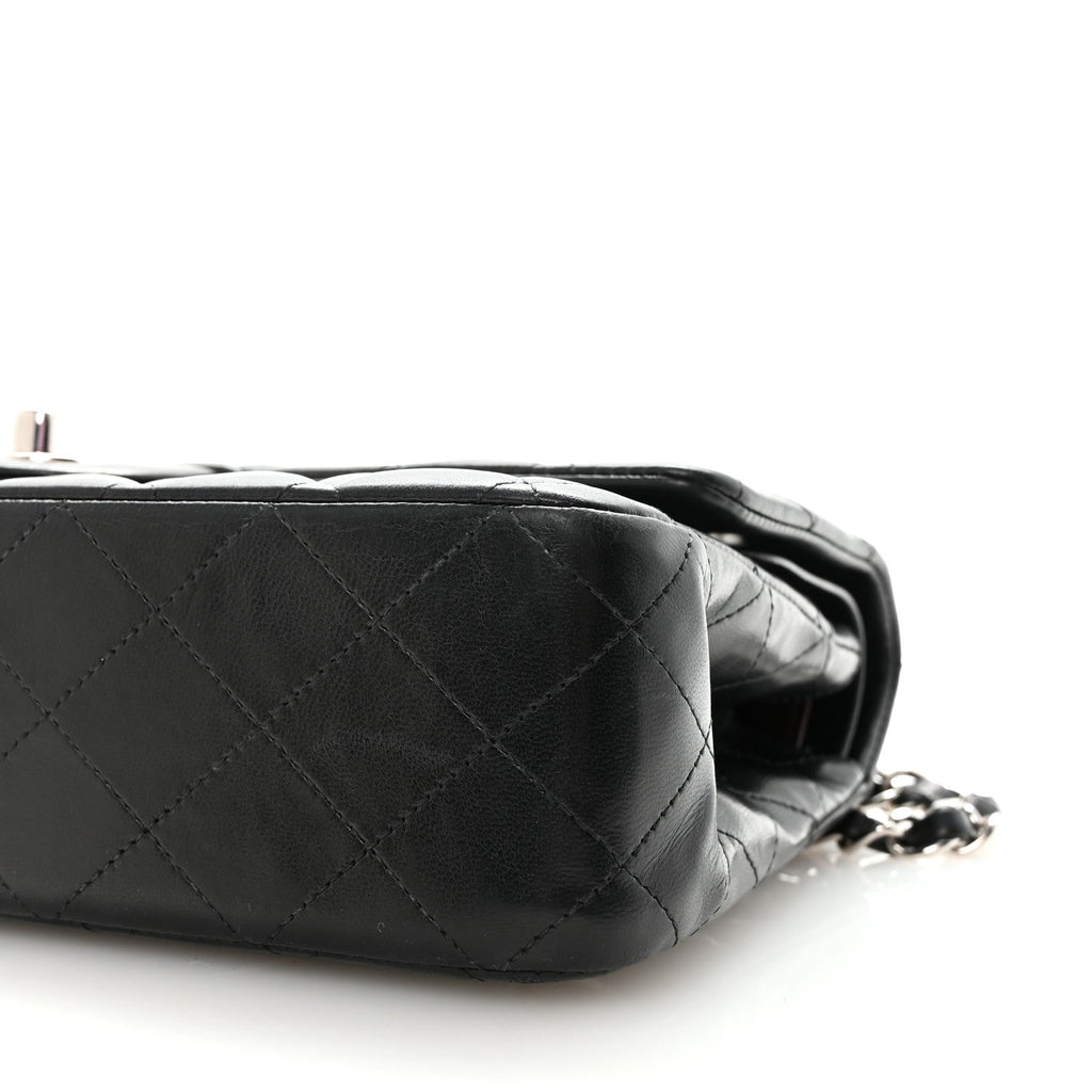 Lambskin Quilted Medium Double Flap Black At My store