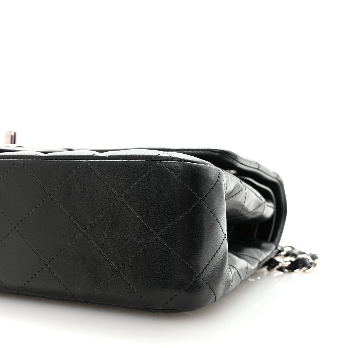 Lambskin Quilted Medium Double Flap Black At My store