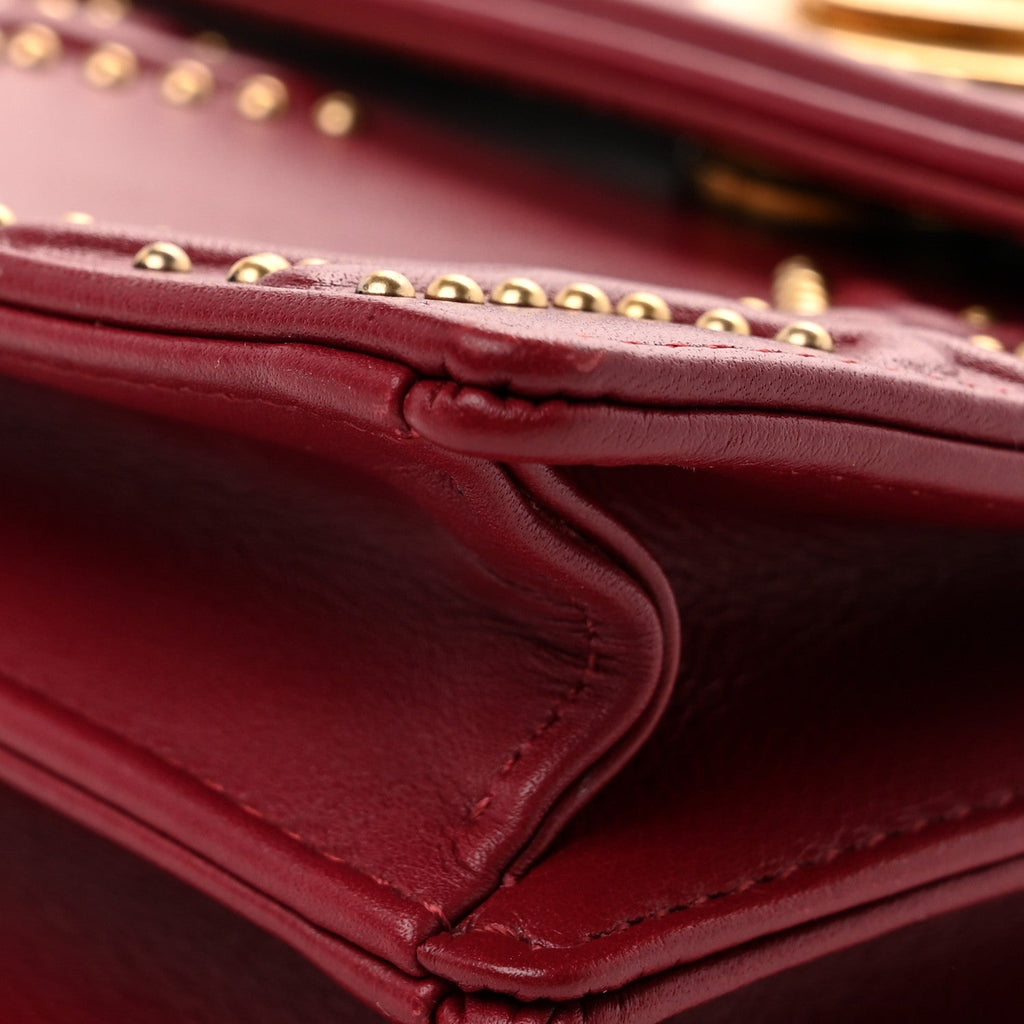 Lambskin Studded Vertical Diorama Spicy Red AT My store