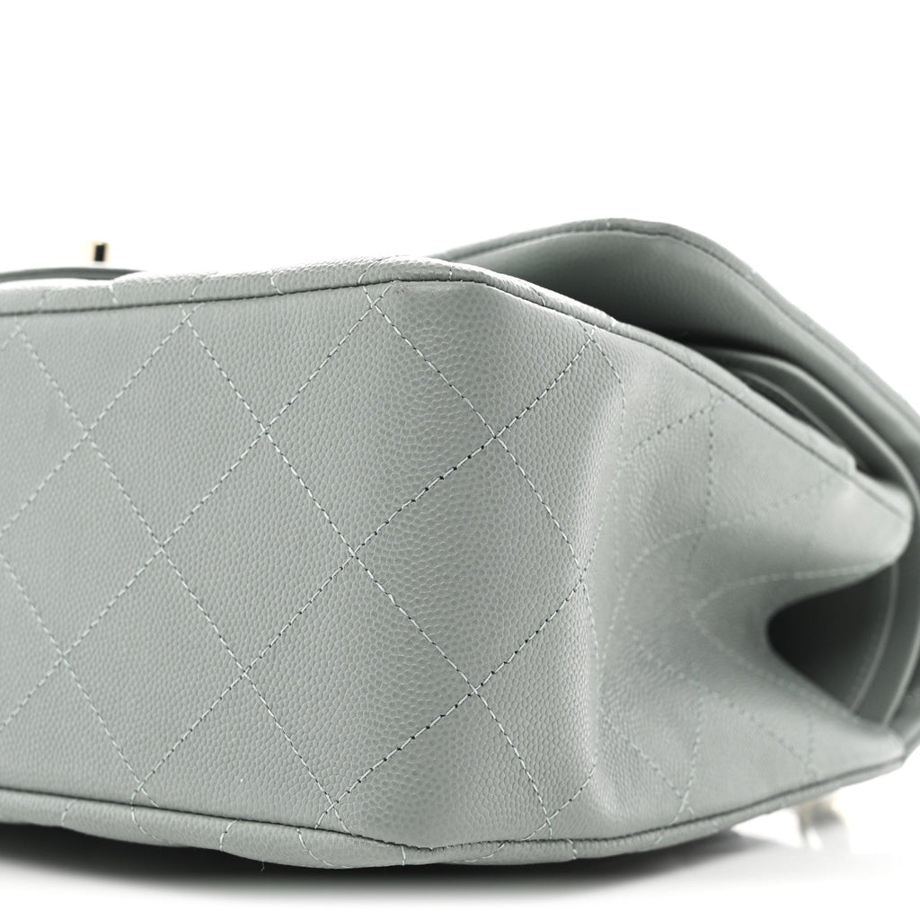 Caviar Quilted Jumbo Double Flap Light Blue At My store