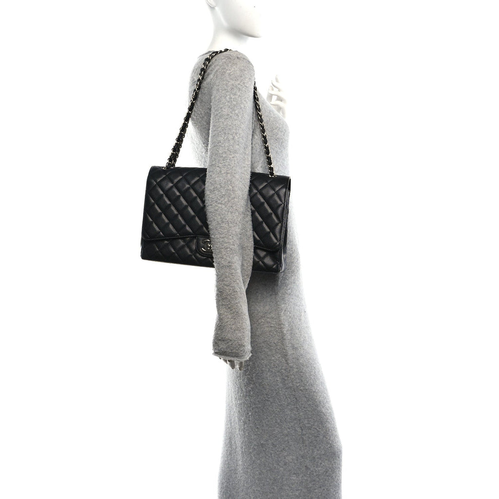 Caviar Quilted Maxi Double Flap Black At My store