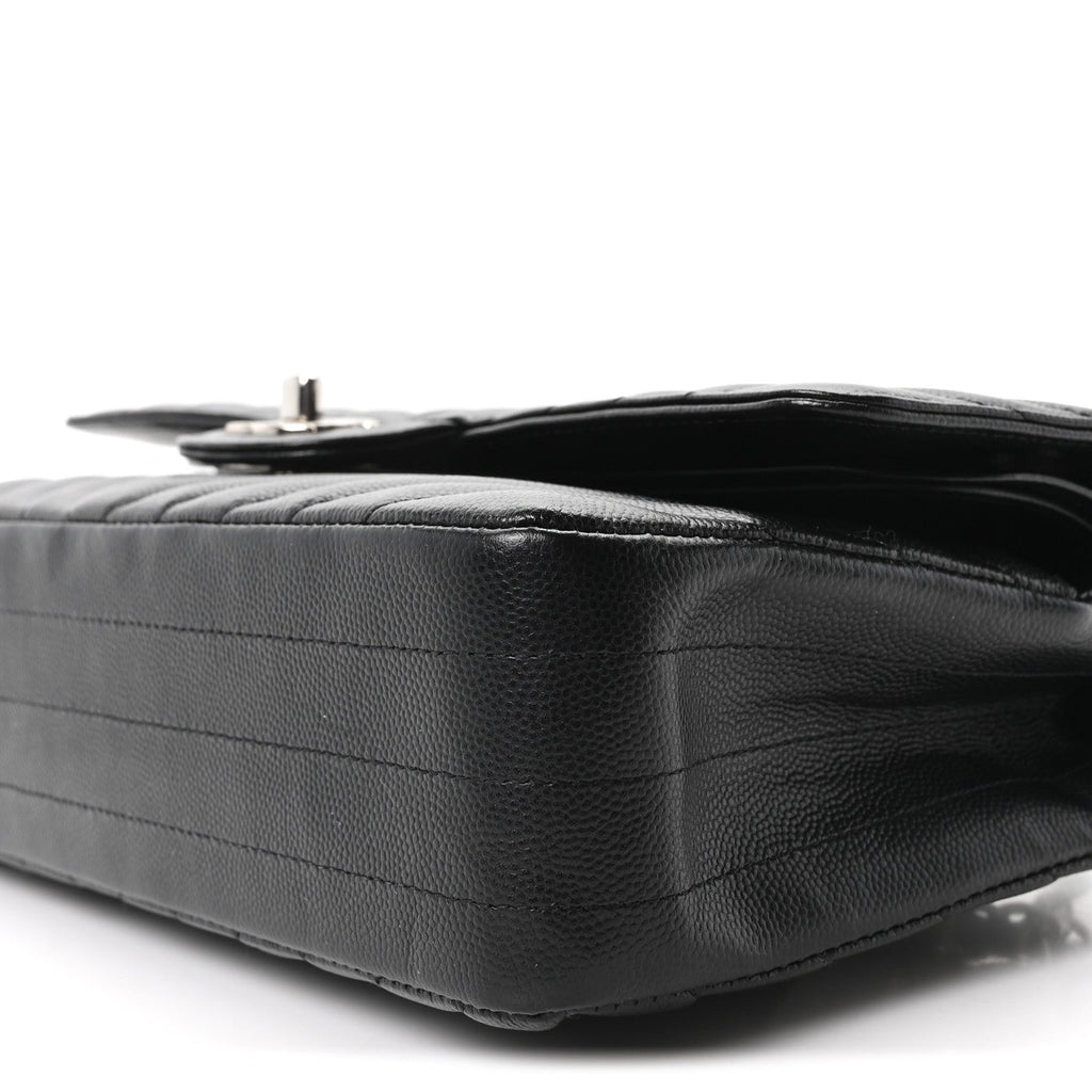 Caviar Chevron Quilted Medium Double Flap Black At My store